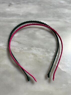 Bari Lynn Skinny Rhinestone pair of Headbands - Pink and Green - Girls One Size